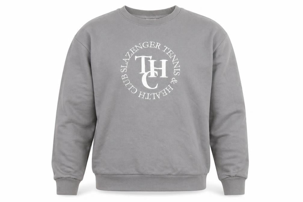 Slazenger Men’s Grey Crew Neck Pullover Sweatshirt S Sports Logo