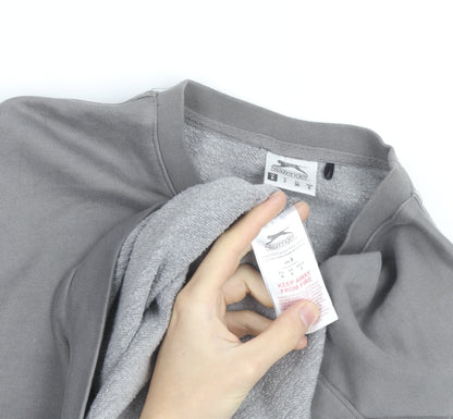 Slazenger Men’s Grey Crew Neck Pullover Sweatshirt S Sports Logo