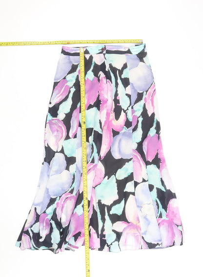 Jacques Vert Women's Multicoloured Floral Midi A-Line Skirt Size 12