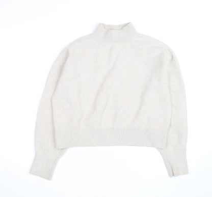 & Other Stories Women Beige Mock Neck Wool Blend Jumper Size M