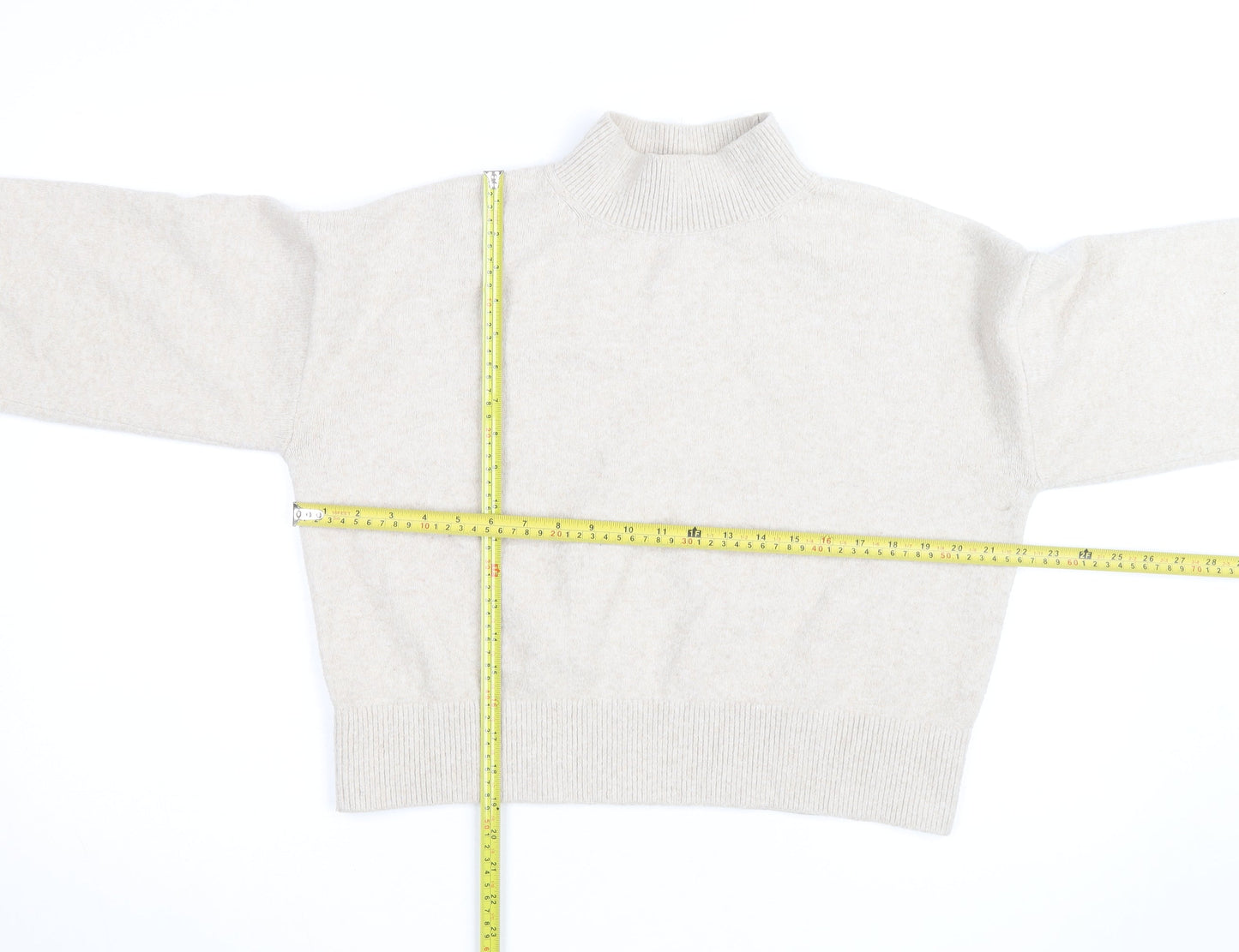 & Other Stories Women Beige Mock Neck Wool Blend Jumper Size M