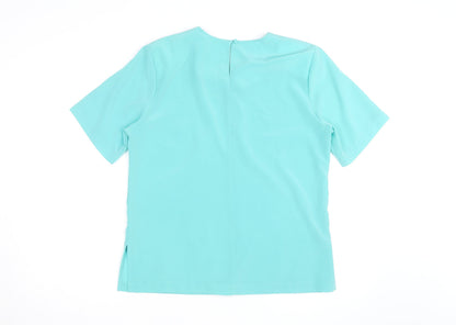 Jacques Vert Women’s Blue Embroidered Short Sleeve Blouse Size 12