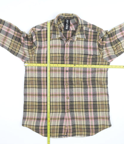 Replay Men's Multicoloured Plaid Flannel Button-Up Shirt L