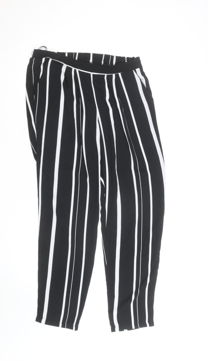 Wallis Women’s Black Striped Cropped Trousers Size 10