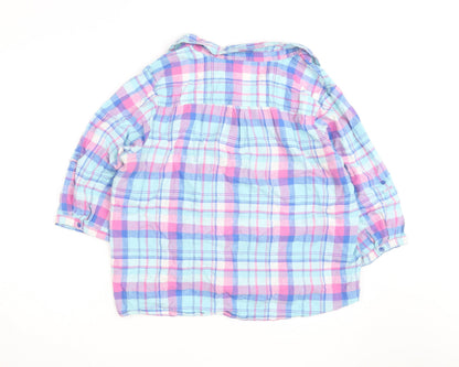 Bm Casual Women's Multicoloured Check Cotton 3/4 Sleeve Button-Up Shirt Size 22
