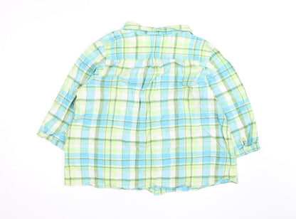 Bm Casual Women Multicoloured Check Linen Blend 3/4 Sleeve Button-Up Shirt Size 22
