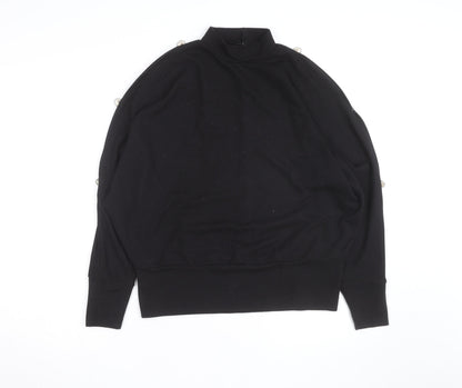 Blue Vanilla Women’s Black Beaded Mock Neck Long Sleeve Pullover Jumper Size M