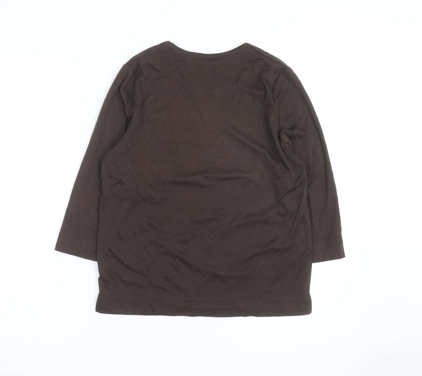 Tigi Wear Women's Brown Beaded 3/4 Sleeve Cotton T-Shirt Size 10