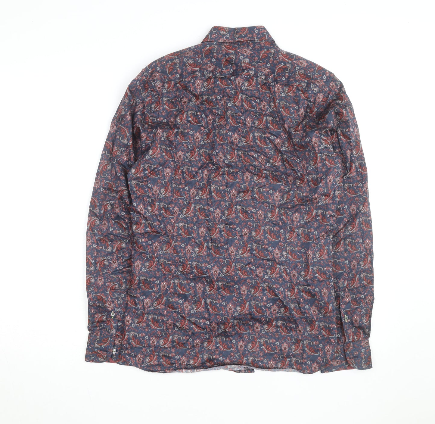 Ted Baker Men's Blue Red Paisley Button-Up Cotton Shirt Size S