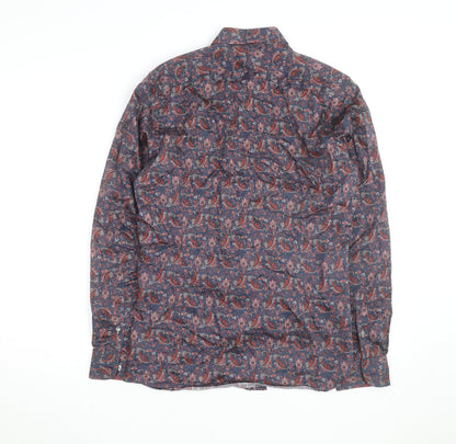 Ted Baker Men's Blue Red Paisley Button-Up Cotton Shirt Size S