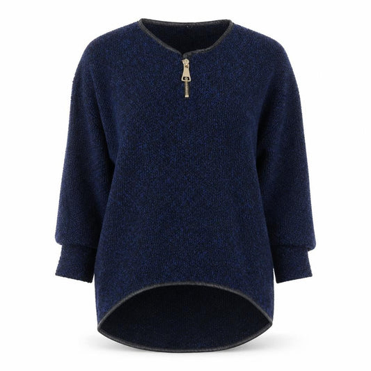 Izabel London Women's Blue 1/4 Zip Knit Jumper Size S 8/10