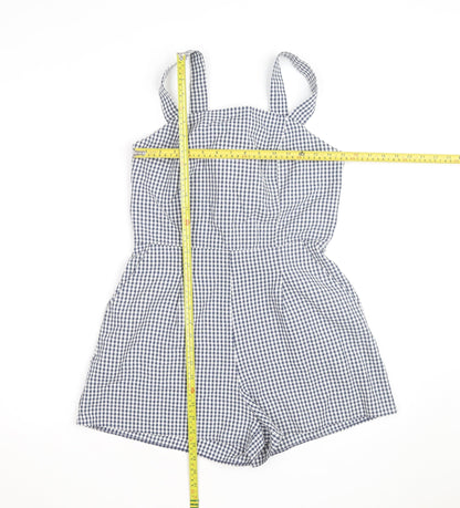 New Look Women's Blue Gingham Check Cotton Sleeveless Playsuit UK 8