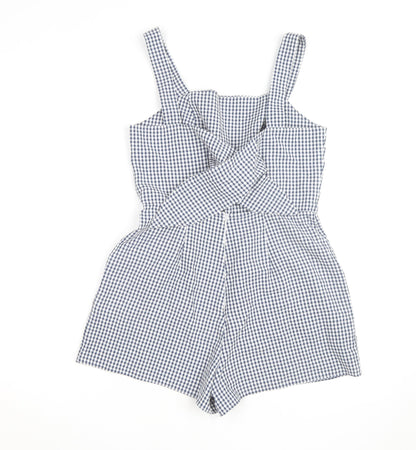 New Look Women's Blue Gingham Check Cotton Sleeveless Playsuit UK 8