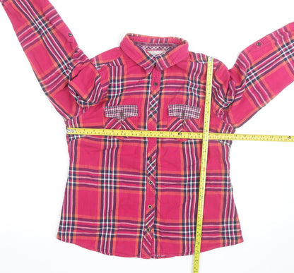 Falmer Heritage Women's Pink Plaid Cotton Button-Up Shirt Size 12