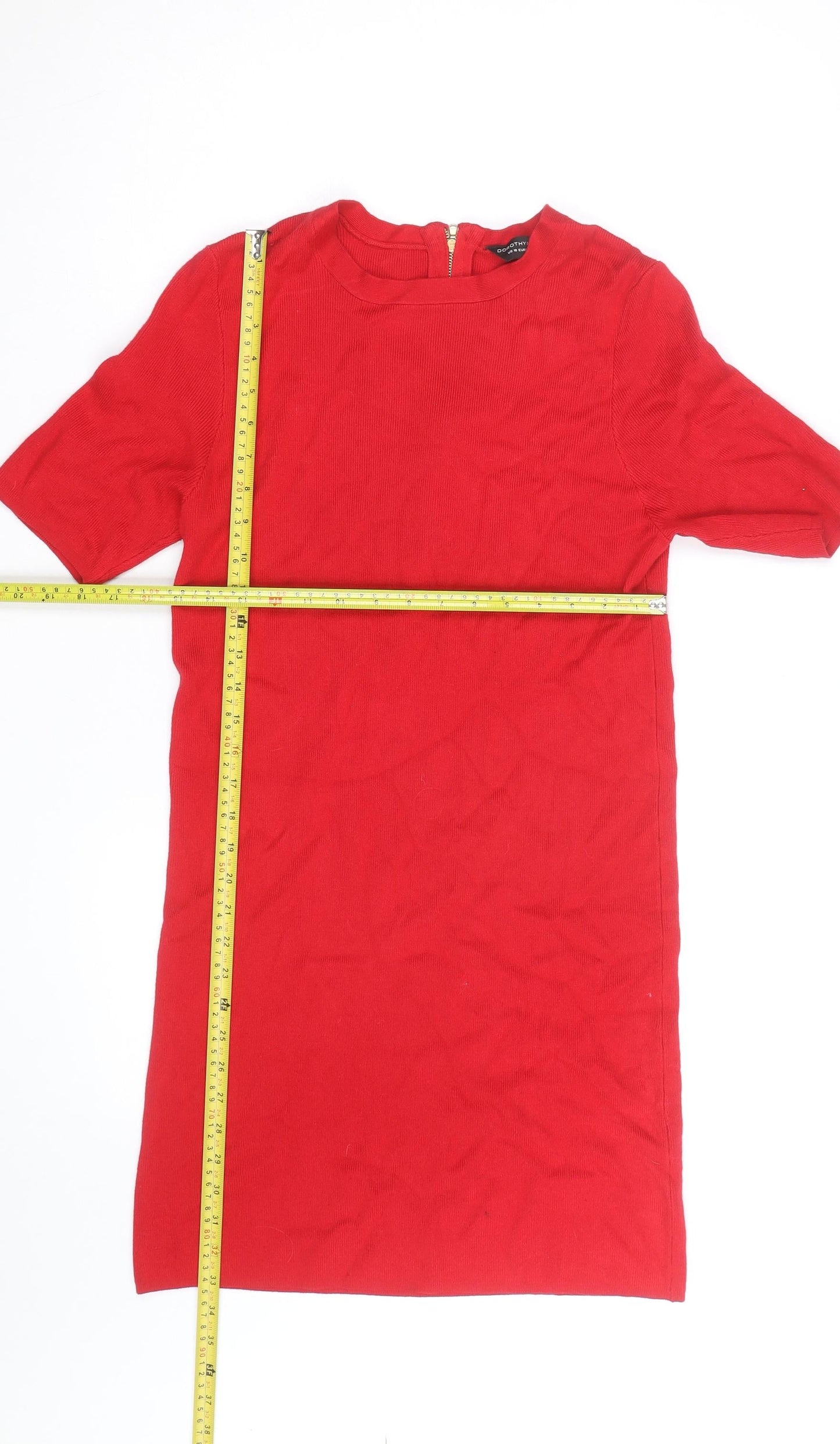 Dorothy Perkins Women Red Short Sleeve Shift Dress Size 14