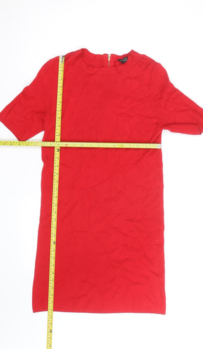 Dorothy Perkins Women Red Short Sleeve Shift Dress Size 14