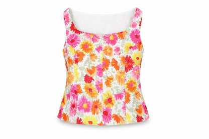 Kaliko Women’s Multicoloured Floral Linen Blend Sleeveless Blouse Size 14
