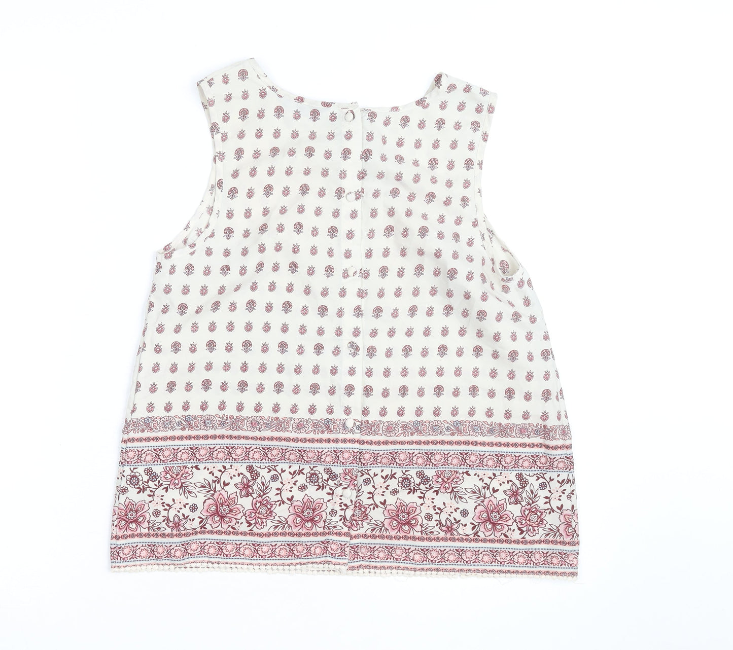 New Look Women’s Ivory Floral Tunic Sleeveless Blouse Size 12