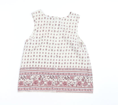 New Look Women’s Ivory Floral Tunic Sleeveless Blouse Size 12