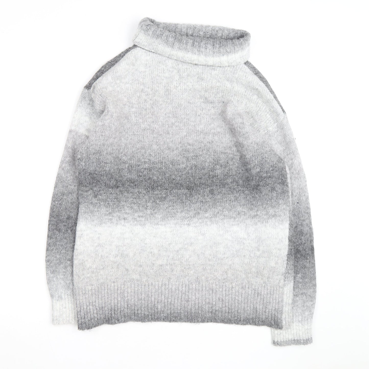 Marks and Spencer Men's Grey Roll Neck Chunky Knit Jumper Medium