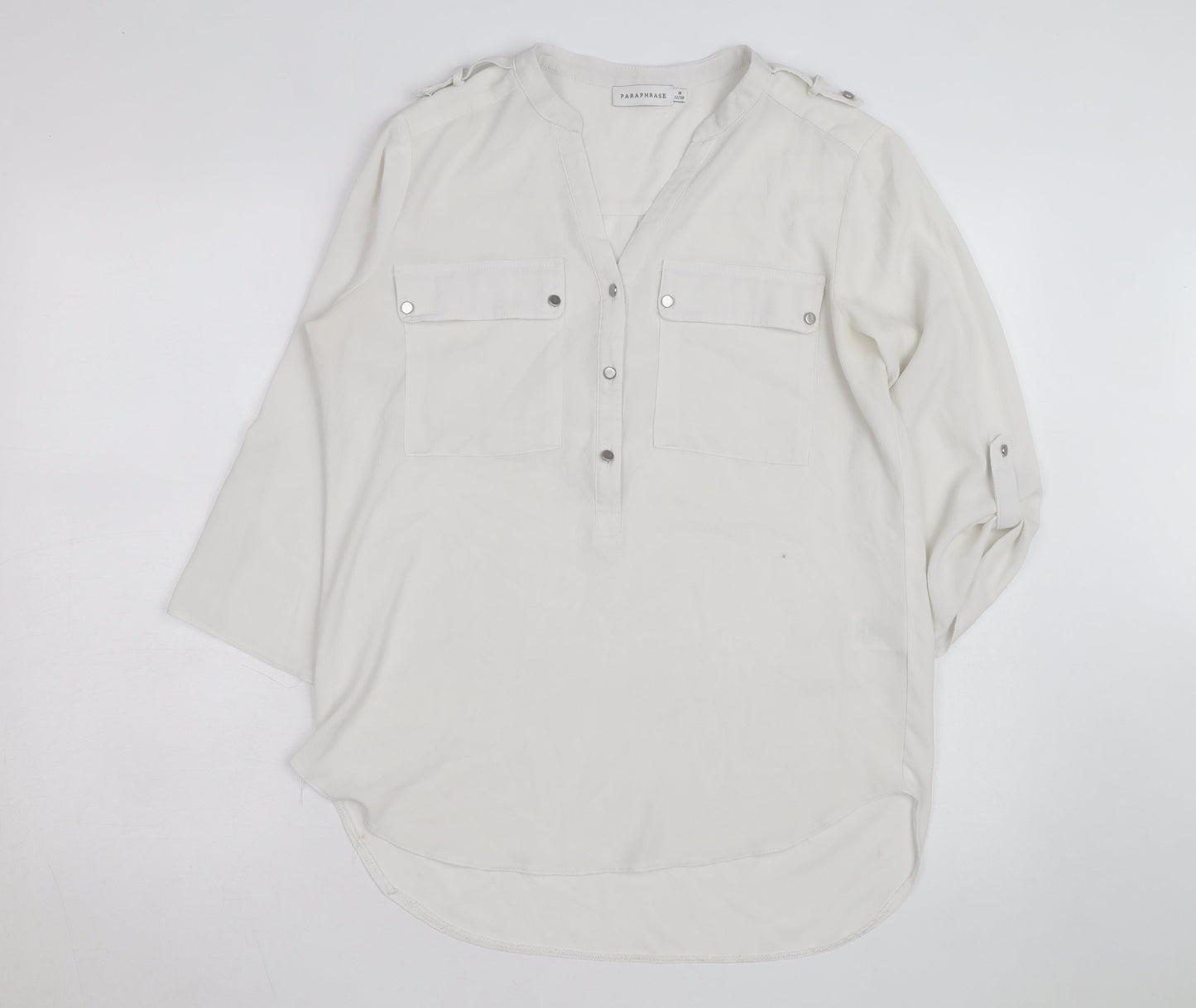 Paraphrase Women's White 3/4 Sleeve V-Neck Blouse Size 12