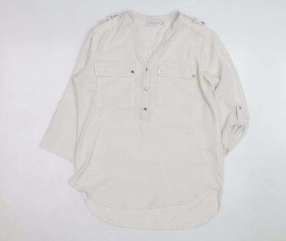 Paraphrase Women's White 3/4 Sleeve V-Neck Blouse Size 12