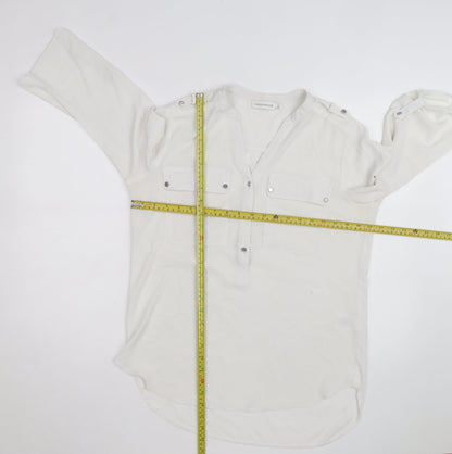 Paraphrase Women's White 3/4 Sleeve V-Neck Blouse Size 12
