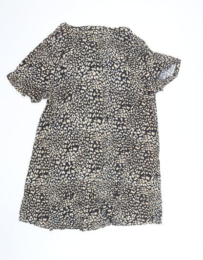 Tu Women Black Animal Print Short Sleeve Shift Dress Size 24