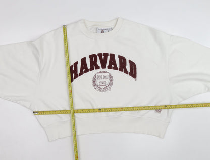 Harvard Men's White Pullover Sweatshirt Medium Embroidered Logo