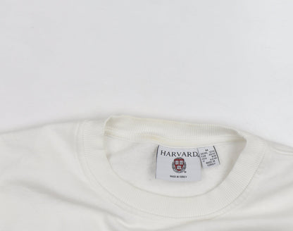 Harvard Men's White Pullover Sweatshirt Medium Embroidered Logo