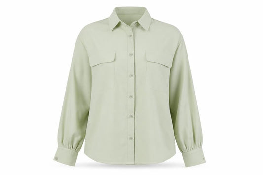 Boohoo Women Green Button-Up Long Sleeve Shirt Size 10
