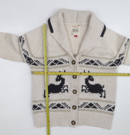 Falmer Heritage Women's Beige Chunky Knit Cardigan Size 18 Reindeer Winter Jumper