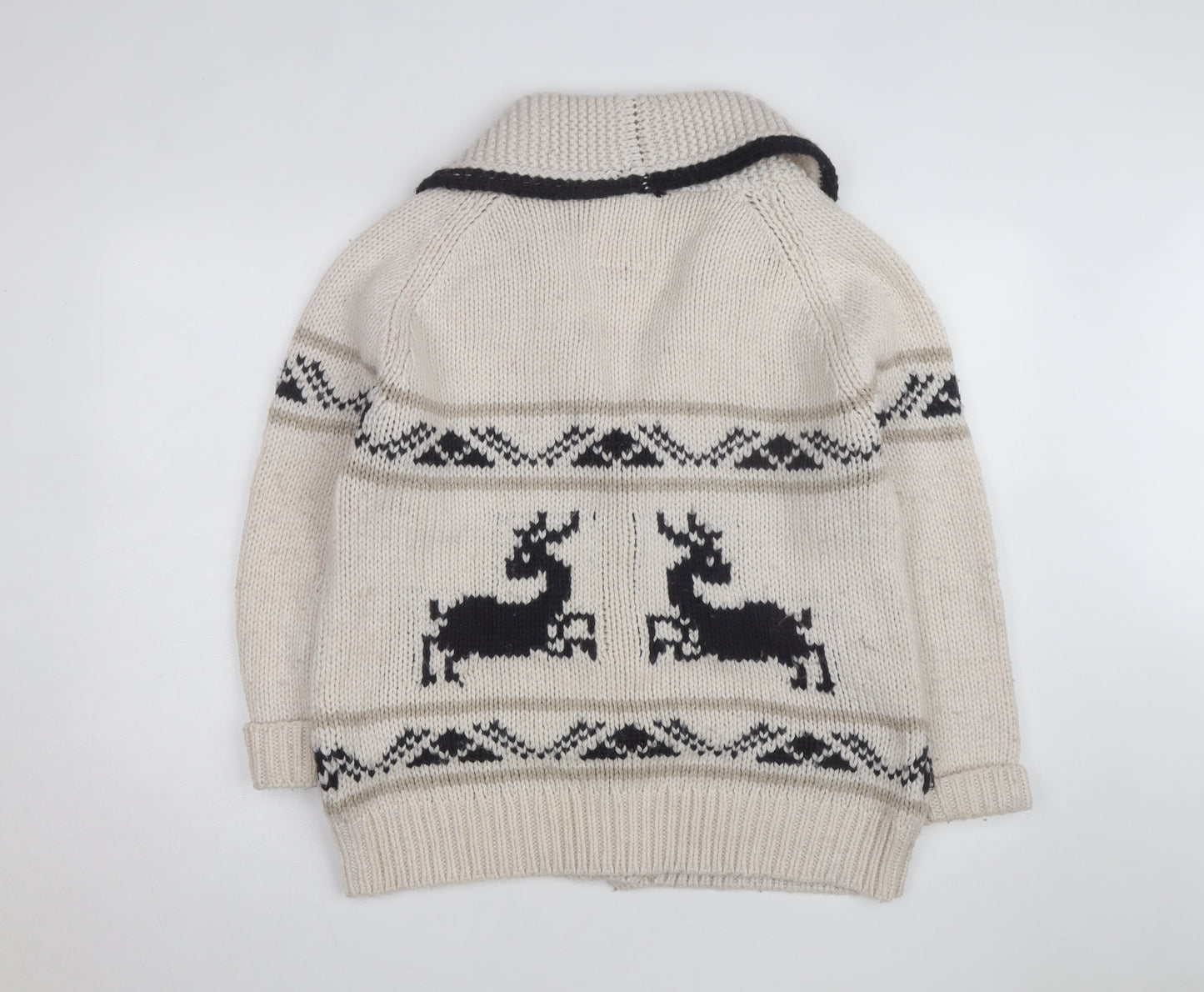 Falmer Heritage Women's Beige Chunky Knit Cardigan Size 18 Reindeer Winter Jumper