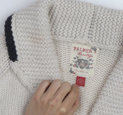Falmer Heritage Women's Beige Chunky Knit Cardigan Size 18 Reindeer Winter Jumper