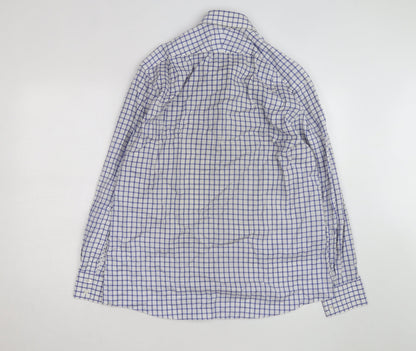 Charles Tyrwhitt Men's Blue Check Slim Fit Non-Iron Shirt Size 16.5