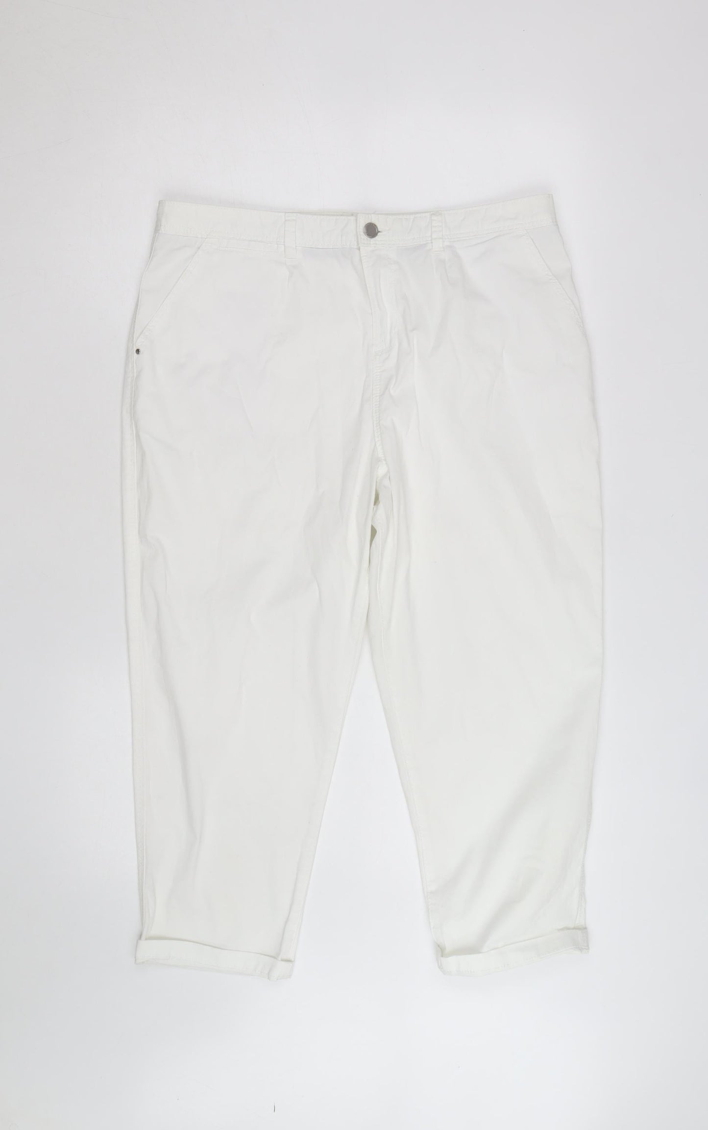 F&F Womens White Chino Trousers Size 12 Regular Fit