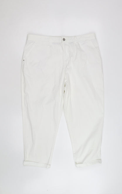 F&F Womens White Chino Trousers Size 12 Regular Fit