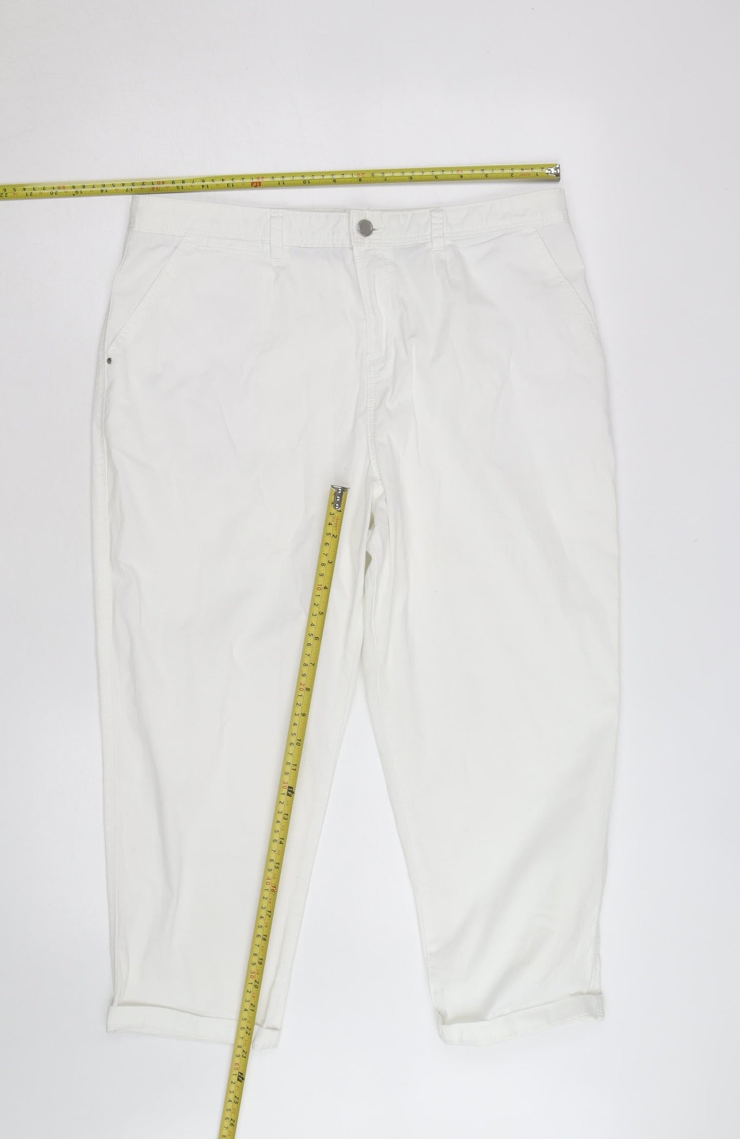F&F Womens White Chino Trousers Size 12 Regular Fit