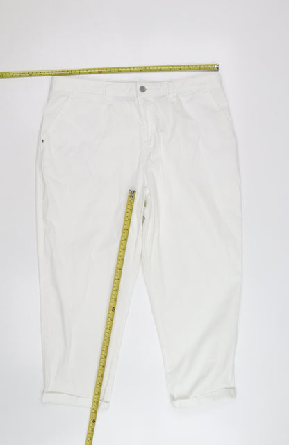 F&F Womens White Chino Trousers Size 12 Regular Fit
