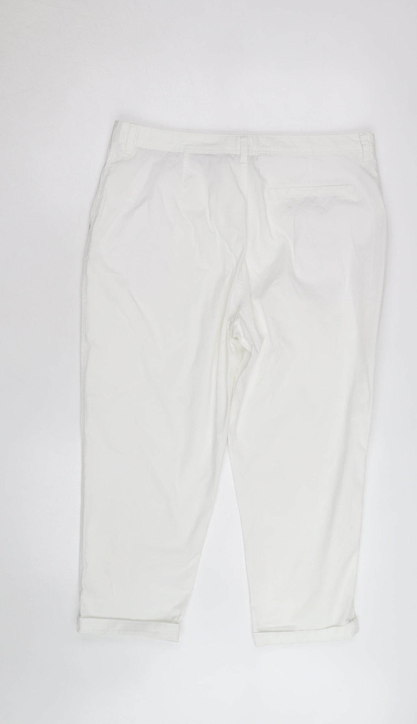 F&F Womens White Chino Trousers Size 12 Regular Fit