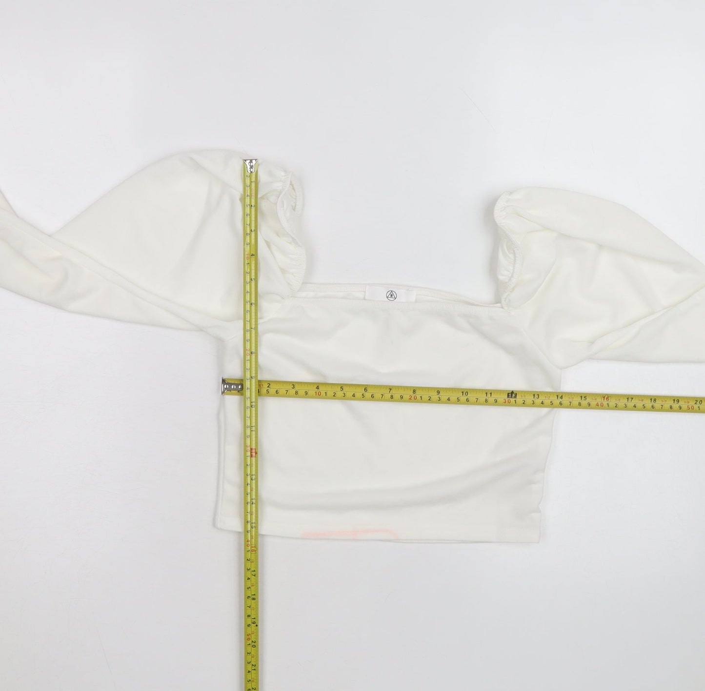 Missguided Women's White Cropped Puff Sleeve Square Neck Blouse Size 10