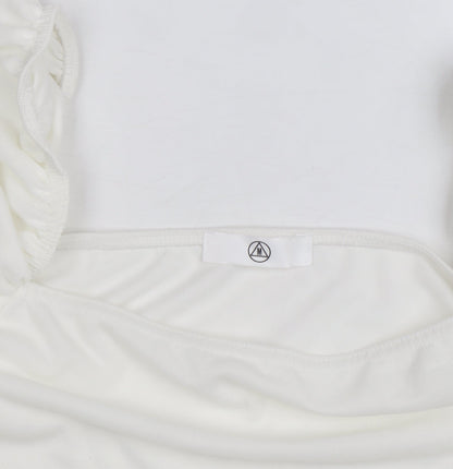 Missguided Women's White Cropped Puff Sleeve Square Neck Blouse Size 10