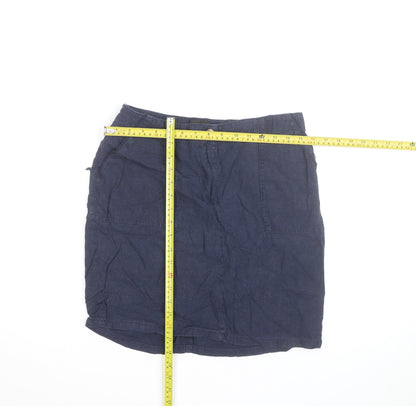 Next Women Blue Knee Length Linen Cotton Skirt Size 12