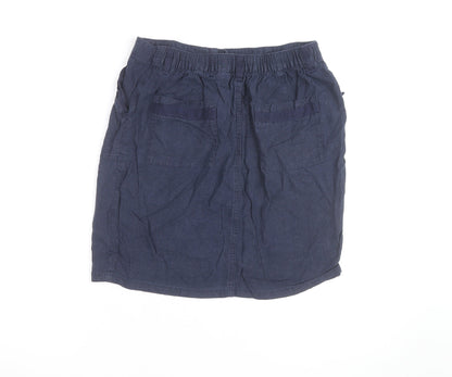 Next Women Blue Knee Length Linen Cotton Skirt Size 12