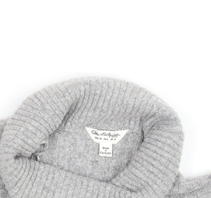 Miss Selfridge Women Grey Roll Neck Ribbed Knit Jumper UK 10