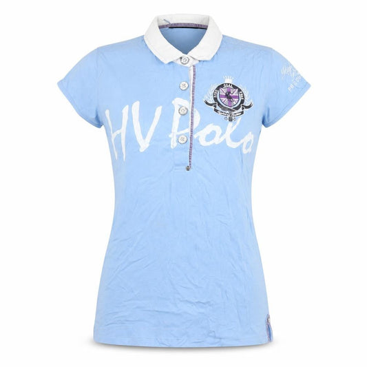 HV Polo Women's Blue Collared Short Sleeve Cotton Polo Shirt Size S