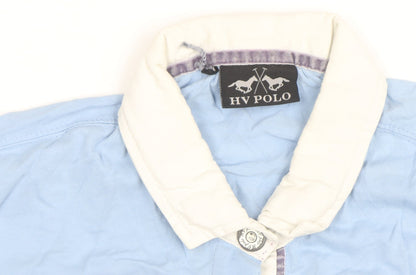 HV Polo Women's Blue Collared Short Sleeve Cotton Polo Shirt Size S