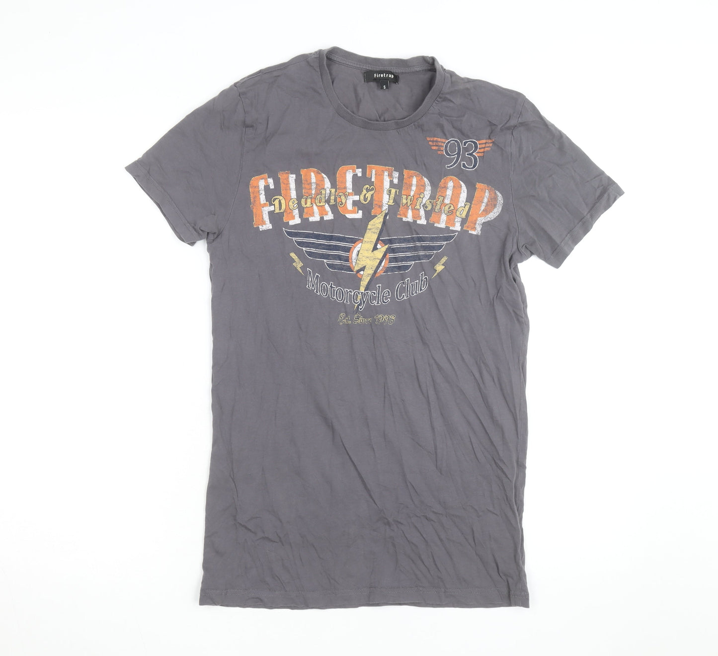 Firetrap Men's Grey Motorcycle Graphic Print T-Shirt Small