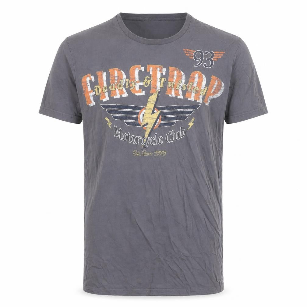 Firetrap Men's Grey Motorcycle Graphic Print T-Shirt Small