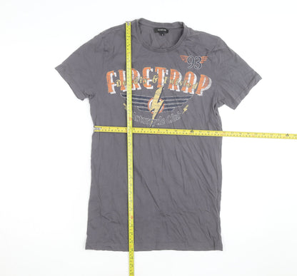 Firetrap Men's Grey Motorcycle Graphic Print T-Shirt Small